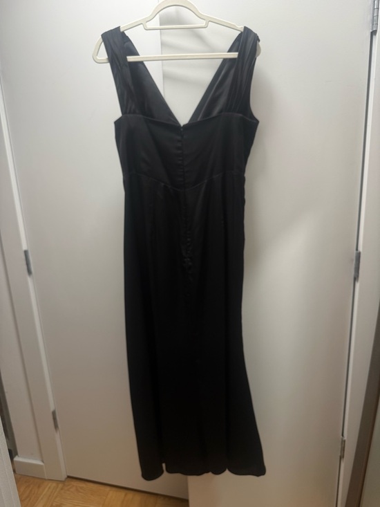 Fame and Partners Borealis satin Black V-Neck Draped  Dress
